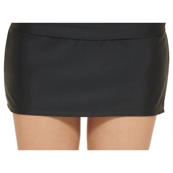 Dkny Women's Shirred Waist Swim Skirt Swimsuit Black Size Medium. NWT $68 - Picture 3 of 7